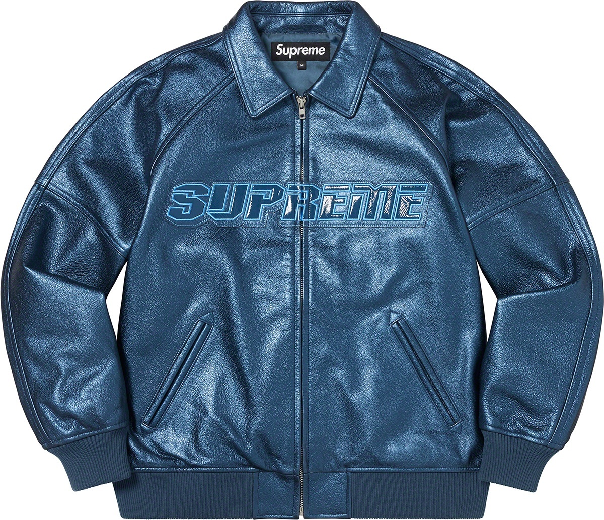 Silver Surfer Leather Varsity Jacket view 7